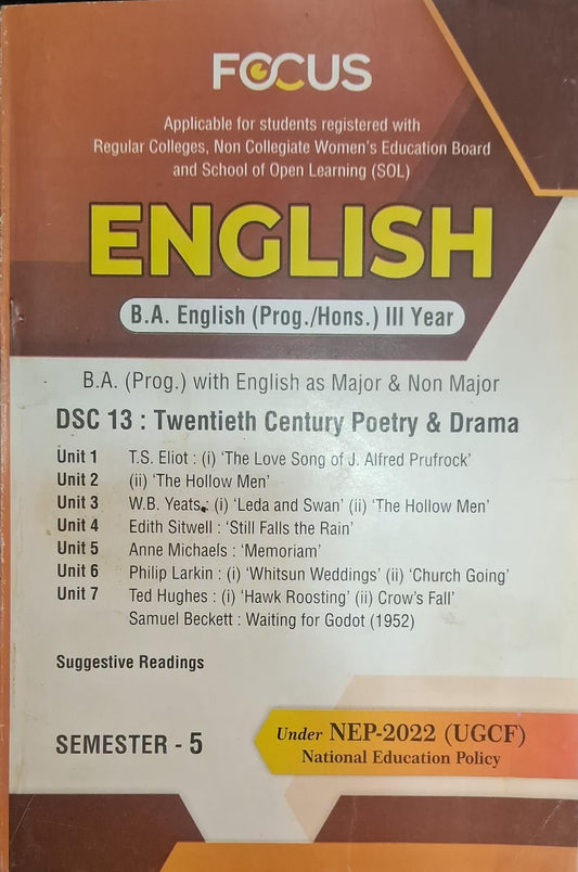 English (Prog) With English as Major & Non Major DSC 13 twentieth century Poetry & Drama
